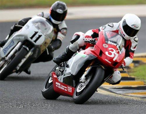 P.Martin Racing - Peter Martin playing with the great 'Sir' Alan Cathcart Motorcycle Journalist.